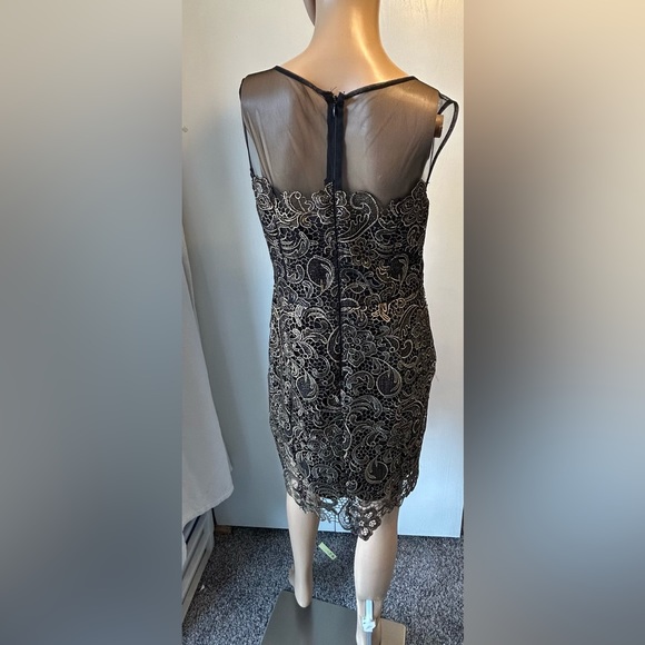 Black with gold lace formal dress. Prom homecoming party wedding elegant dress - Picture 7 of 9